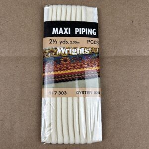 Wrights Maxi Piping 2.5 YD 2.30M Oyster 028 1/2" Wide PC03  VTG 1986